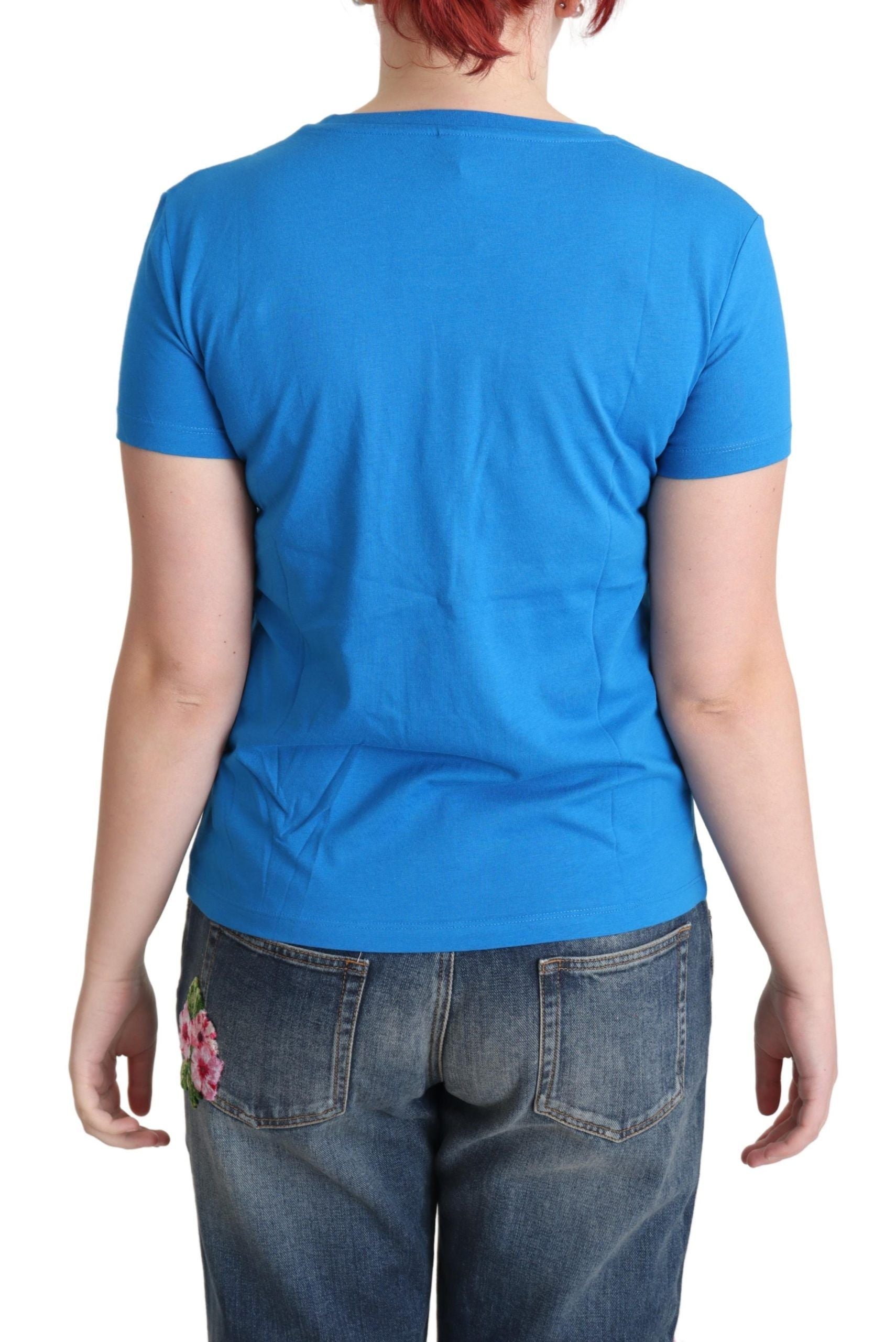 Moschino Blue Cotton Alphabet Letter Print Tops $513.00 Moschino Luzworld