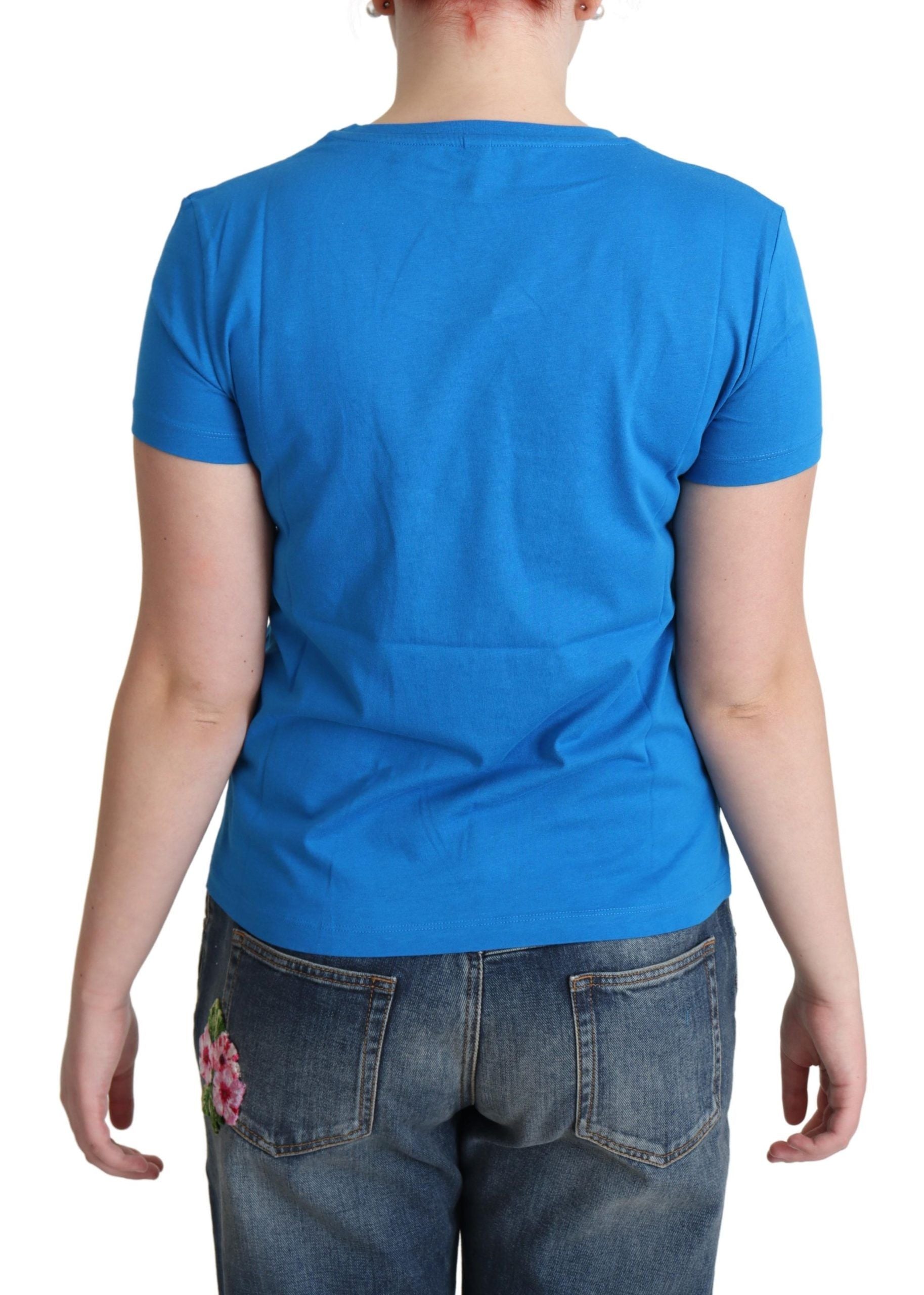 Moschino Blue Cotton Come Play 4 Us Print T-shirt $513.00 Moschino Luzworld