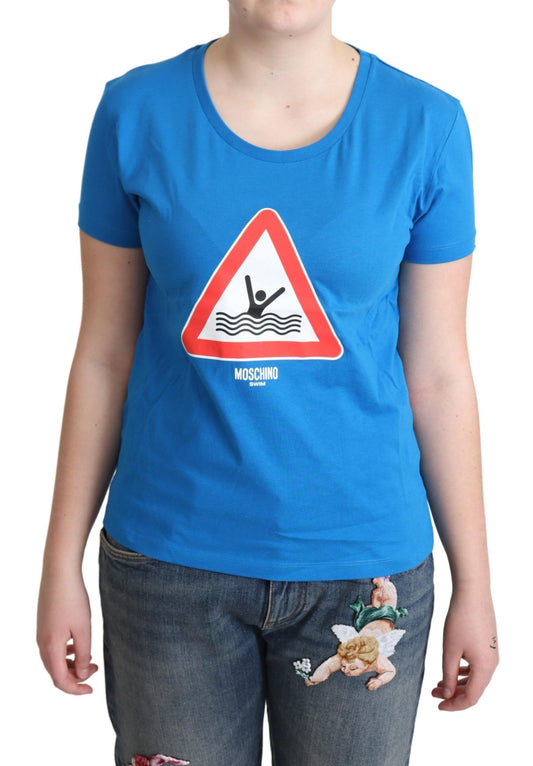 Moschino Blue Cotton Swim Graphic Triangle T-shirt $513.00 Moschino Luzworld