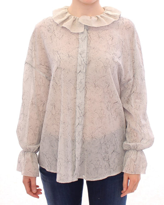 Vika Gazinskaya Blue Cotton Blouse Tunic $2281.00 Vika Gazinskaya Luzworld