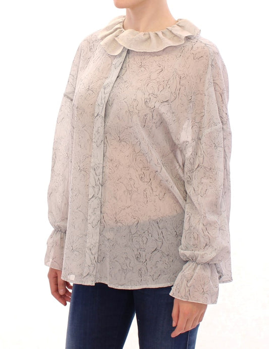 Vika Gazinskaya Blue Cotton Blouse Tunic $2281.00 Vika Gazinskaya Luzworld