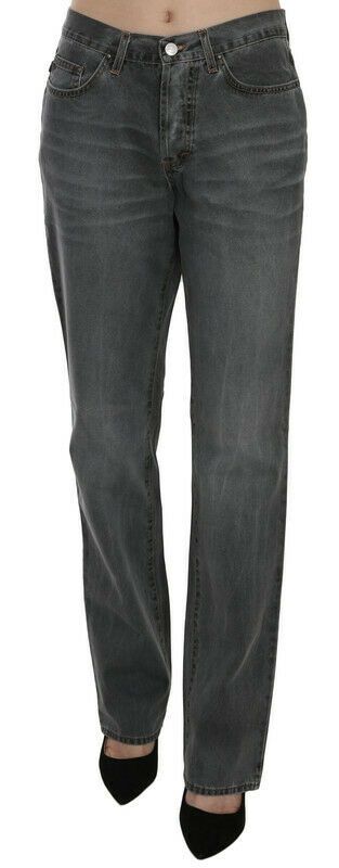 Just Cavalli Gray Washed Mid Waist Straight Denim Pants Jeans $530.00 Just Cavalli Luzworld