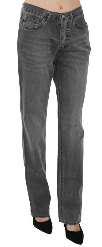 Just Cavalli Gray Washed Mid Waist Straight Denim Pants Jeans $530.00 Just Cavalli Luzworld