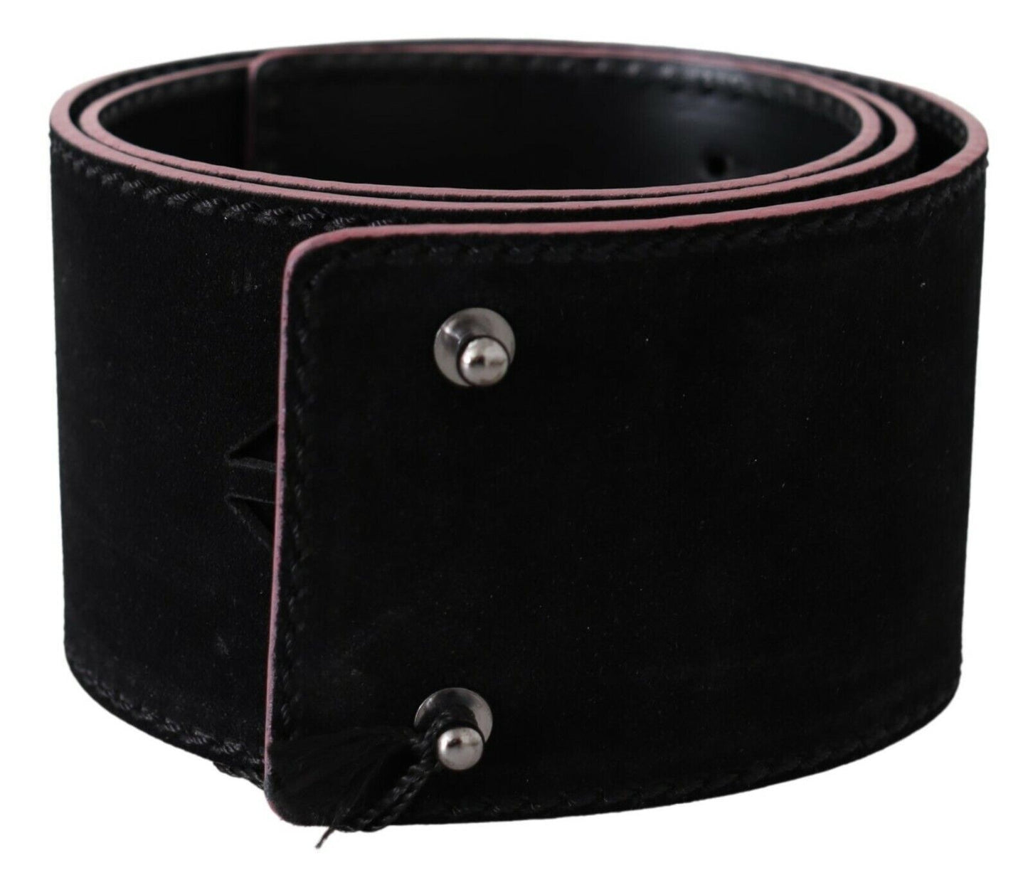 Costume National Black Leather Wide Waist Studded Women Belt $231.00 Costume National Luzworld