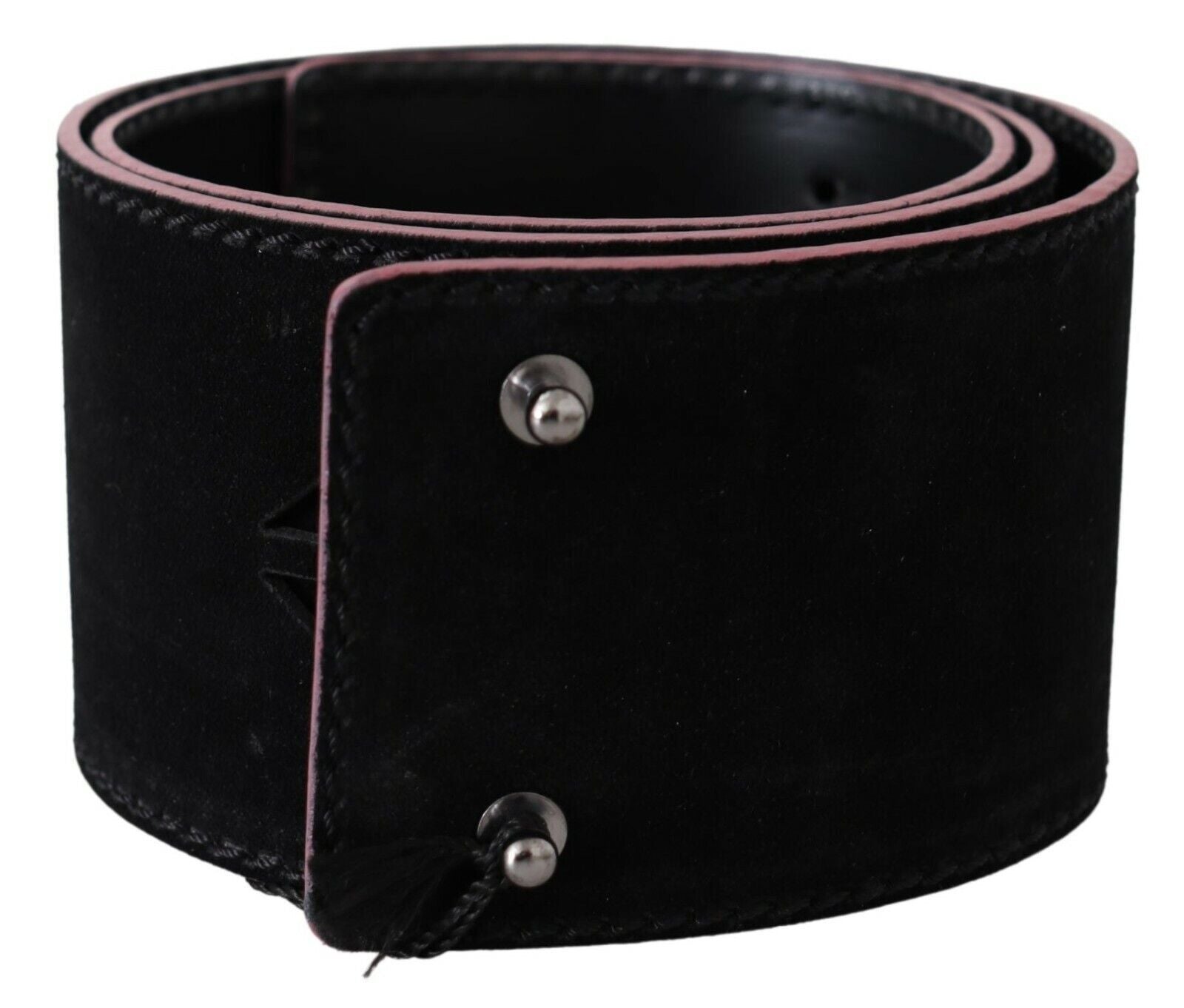 Costume National Black Leather Wide Waist Studded Women Belt $231.00 Costume National Luzworld