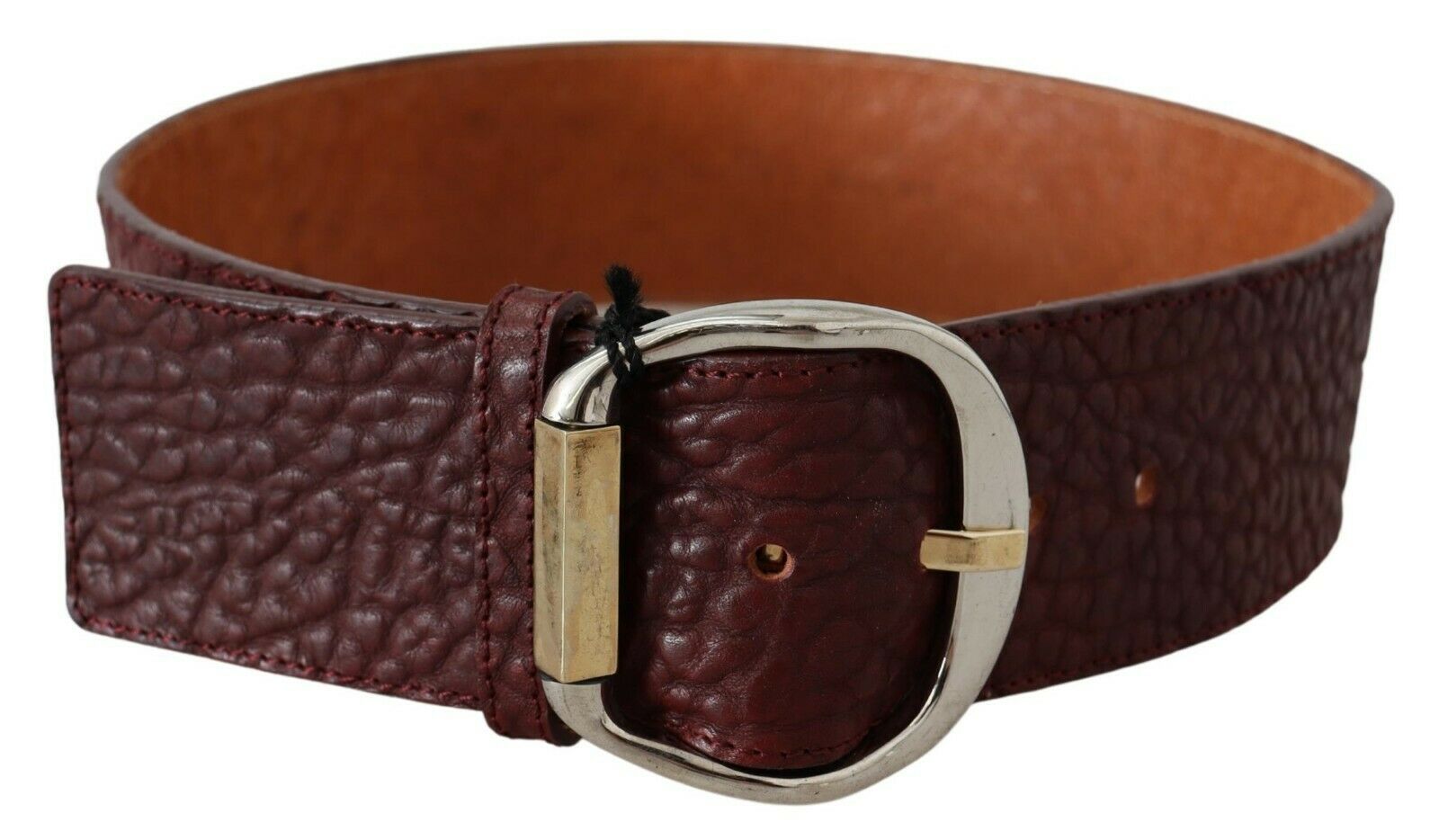 GF Ferre Bordeaux Wide Leather Waist Gold Silver Belt $231.00 GF Ferre Luzworld