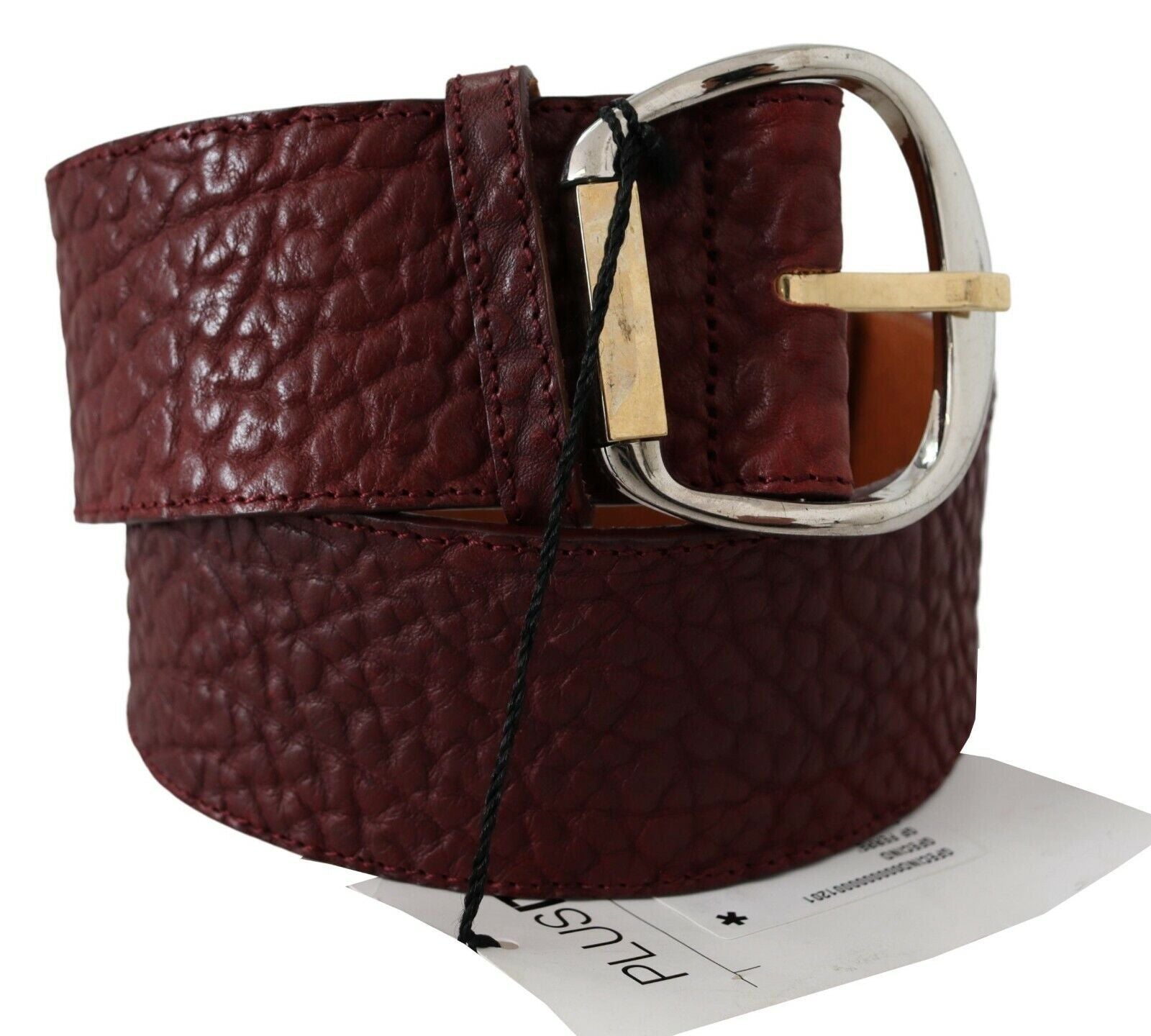 GF Ferre Bordeaux Wide Leather Waist Gold Silver Belt $231.00 GF Ferre Luzworld