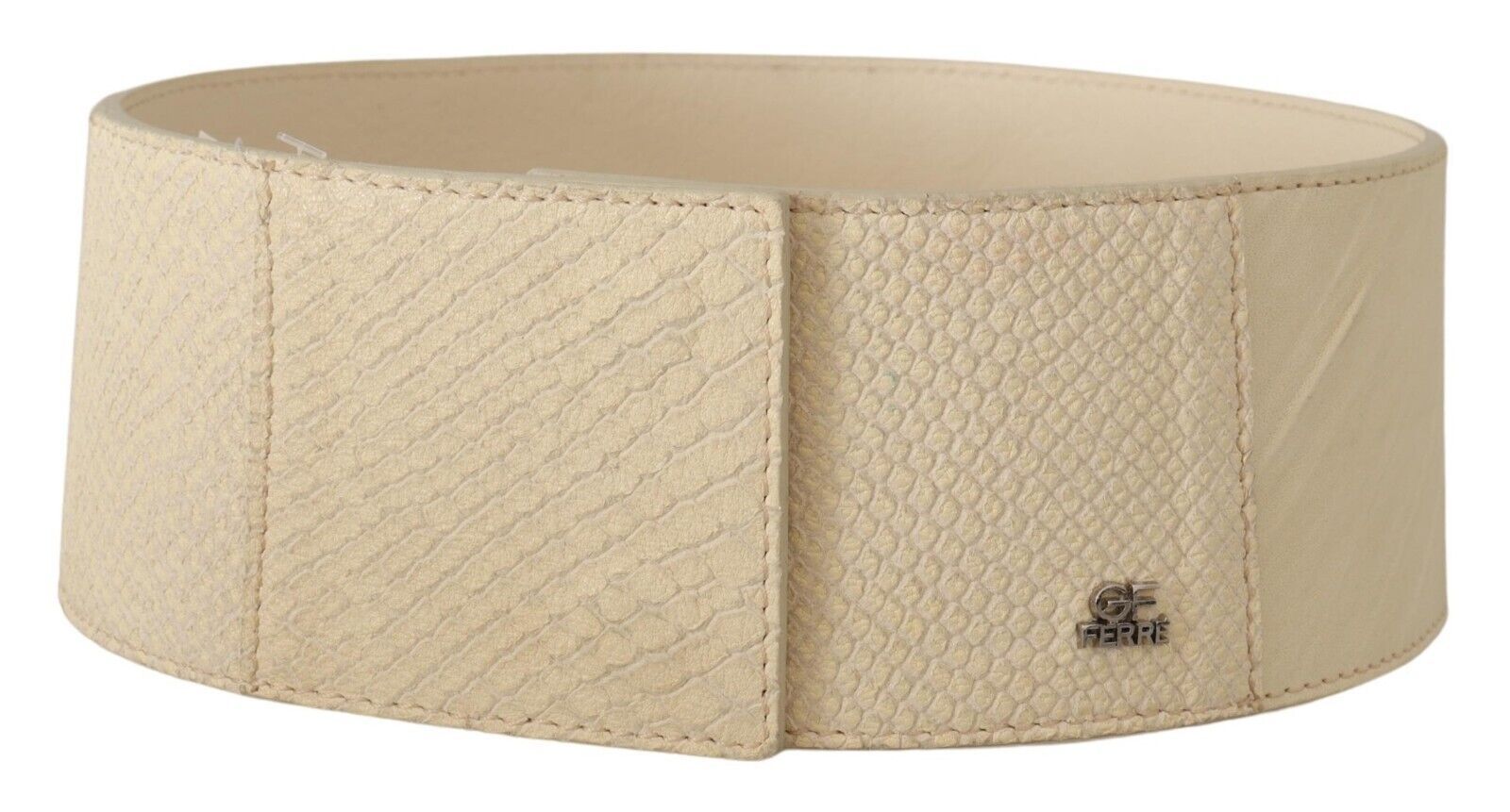 GF Ferre White Waxed Cotton Wide Fashion Belt $547.00 GF Ferre Luzworld