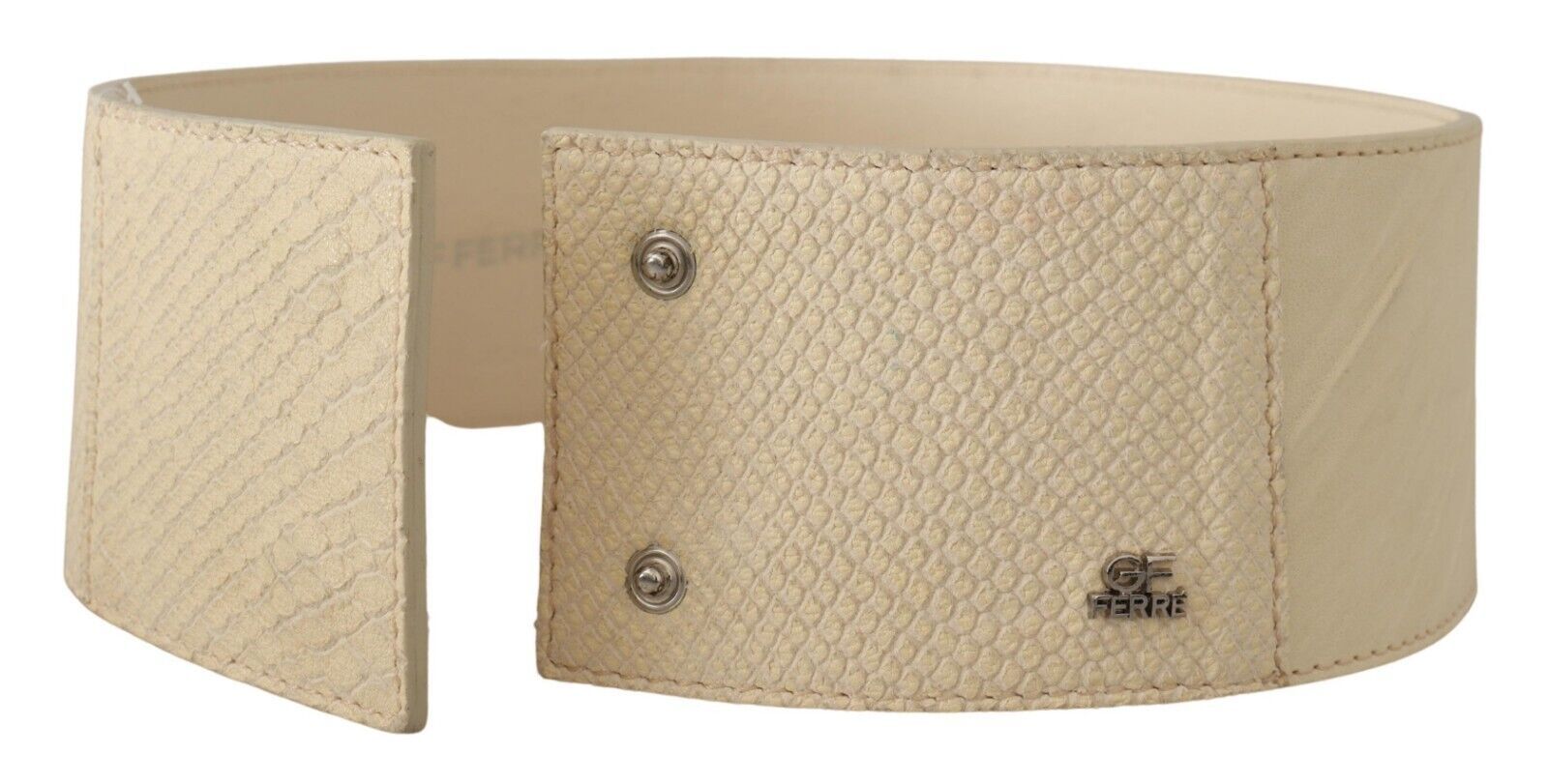GF Ferre White Waxed Cotton Wide Fashion Belt $547.00 GF Ferre Luzworld