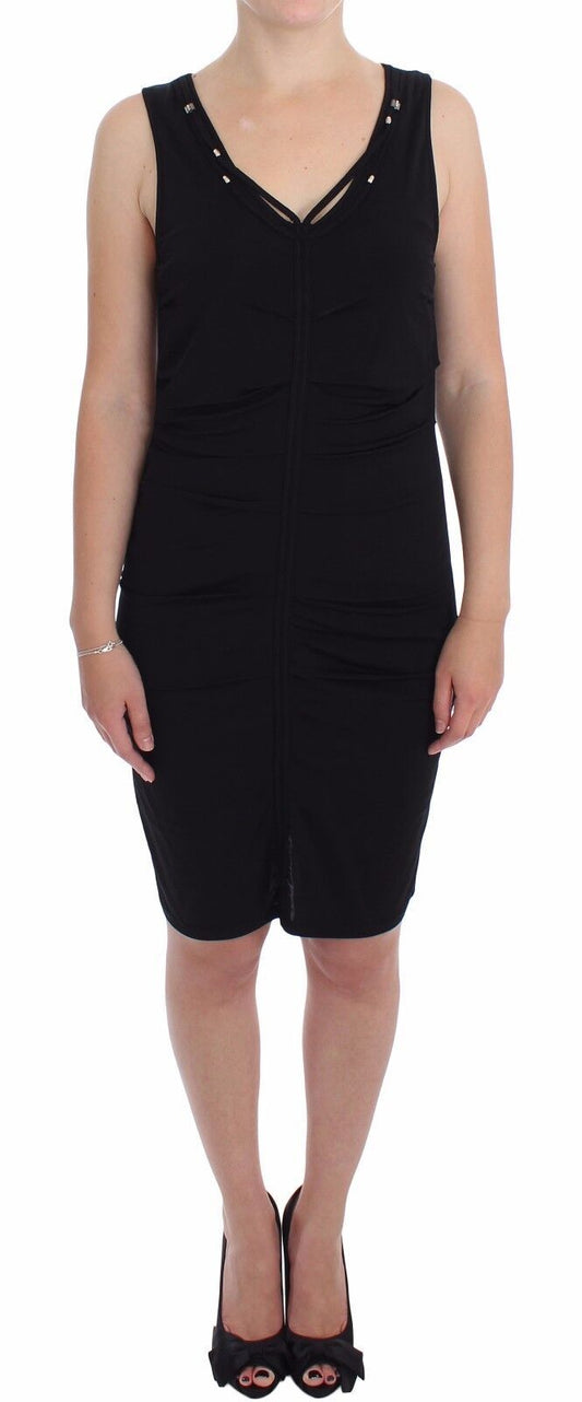 Roccobarocco Black Stretch Wiggle Pencil Sheath Bodycon Dress $674.00 Roccobarocco Luzworld
