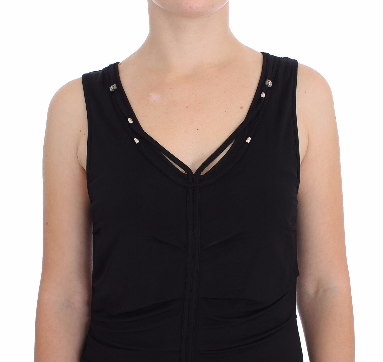 Roccobarocco Black Stretch Wiggle Pencil Sheath Bodycon Dress $674.00 Roccobarocco Luzworld