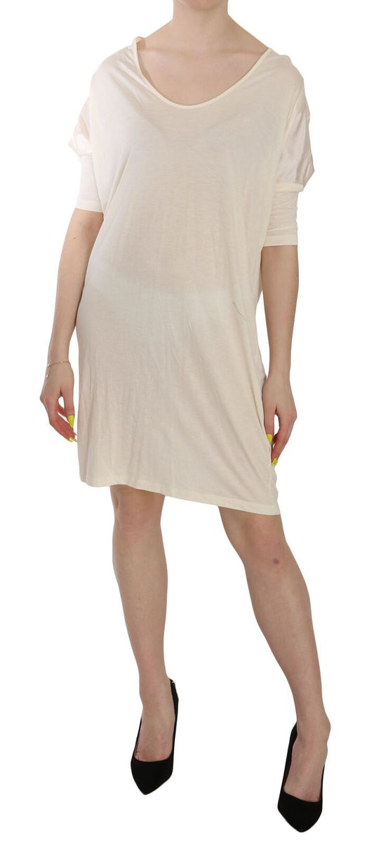 Costume National Cream Round Neck Knee Length Dress $611.00 Costume National Luzworld
