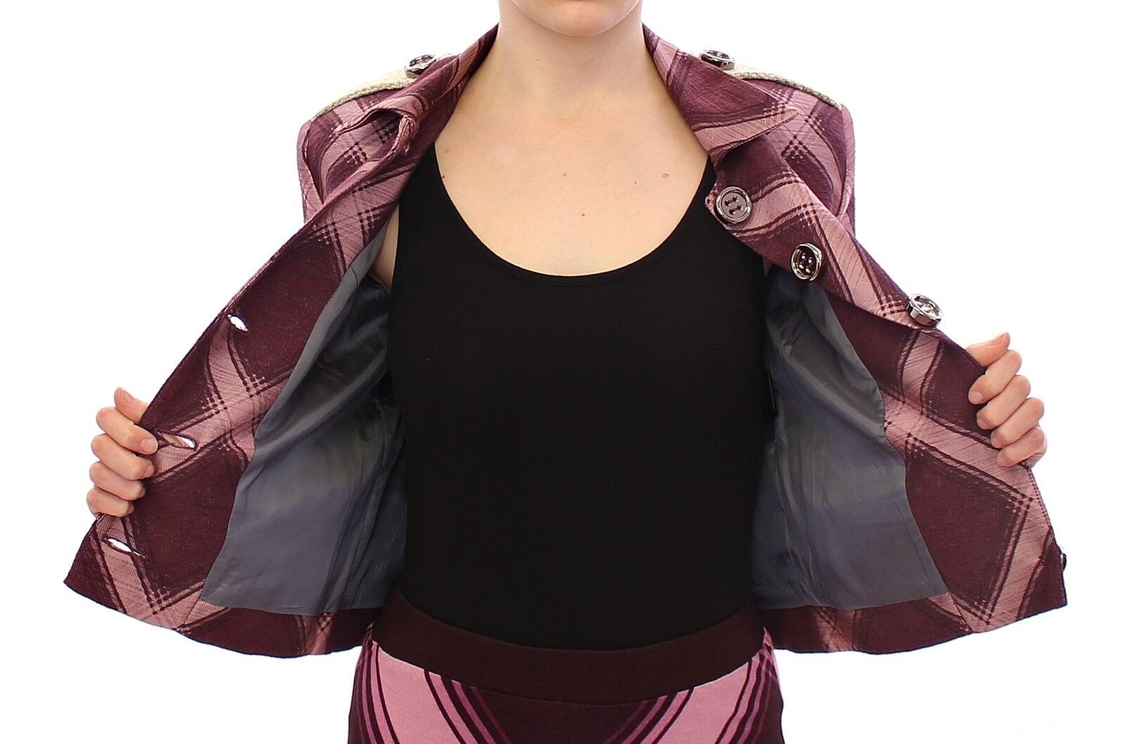 House of Holland Check Trench Coat Blazer Purple Jacket $999.00 House of Holland Luzworld