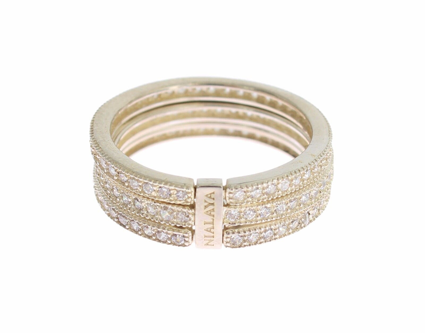 Nialaya Silver Womens Clear CZ 925 Sterling Ring $252.00 Nialaya Luzworld