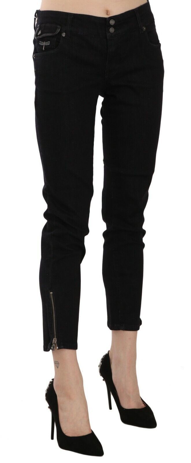 John Galliano Black Mid Waist Cropped Cut Hem Denim Casual Pants $674.00 John Galliano Luzworld