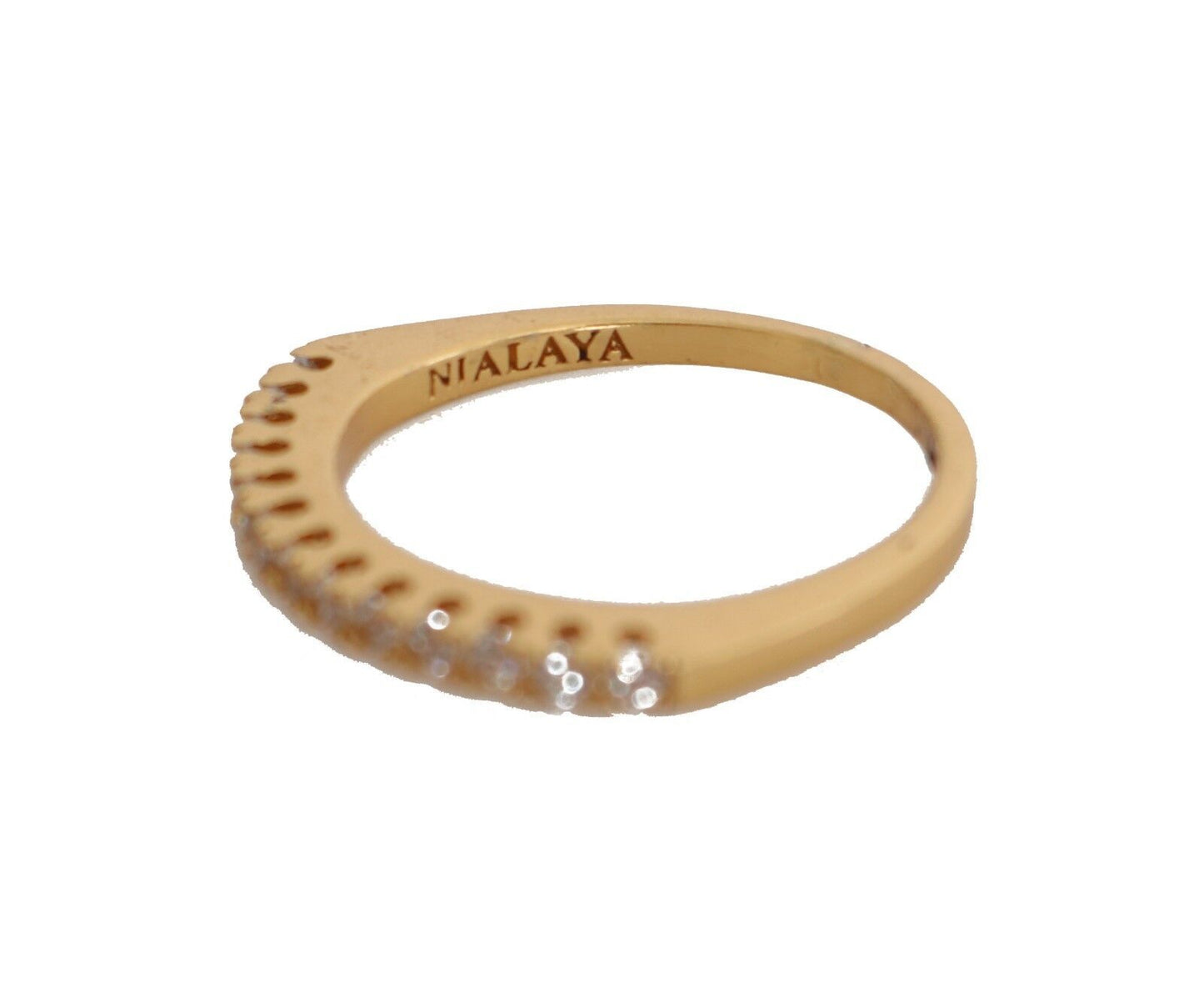 Nialaya Gold Authentic Womens Clear CZ Gold 925 Silver Ring $201.00 Nialaya Luzworld