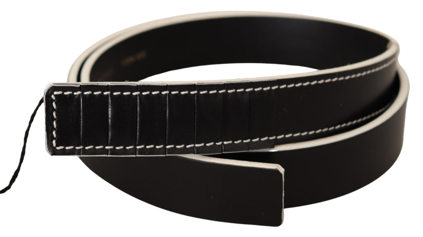 Costume National Black White Leather Fashion Waist Belt $231.00 Costume National Luzworld