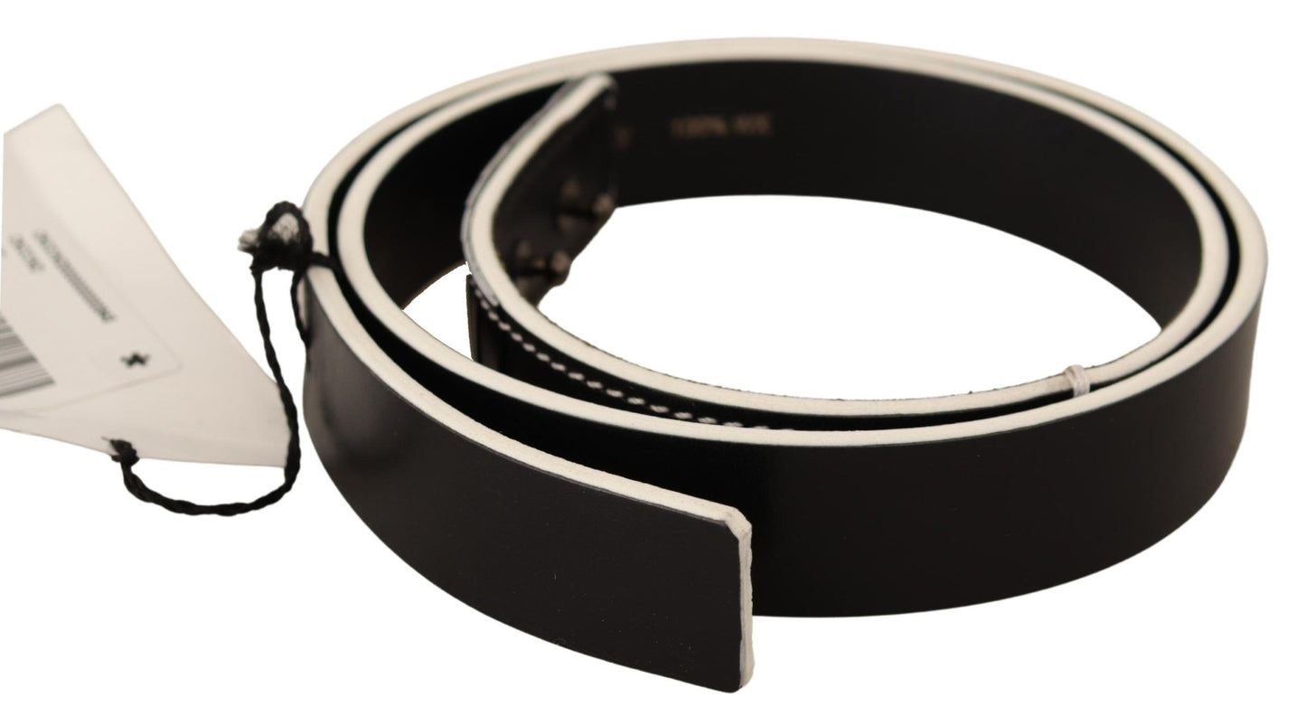 Costume National Black White Leather Fashion Waist Belt $231.00 Costume National Luzworld