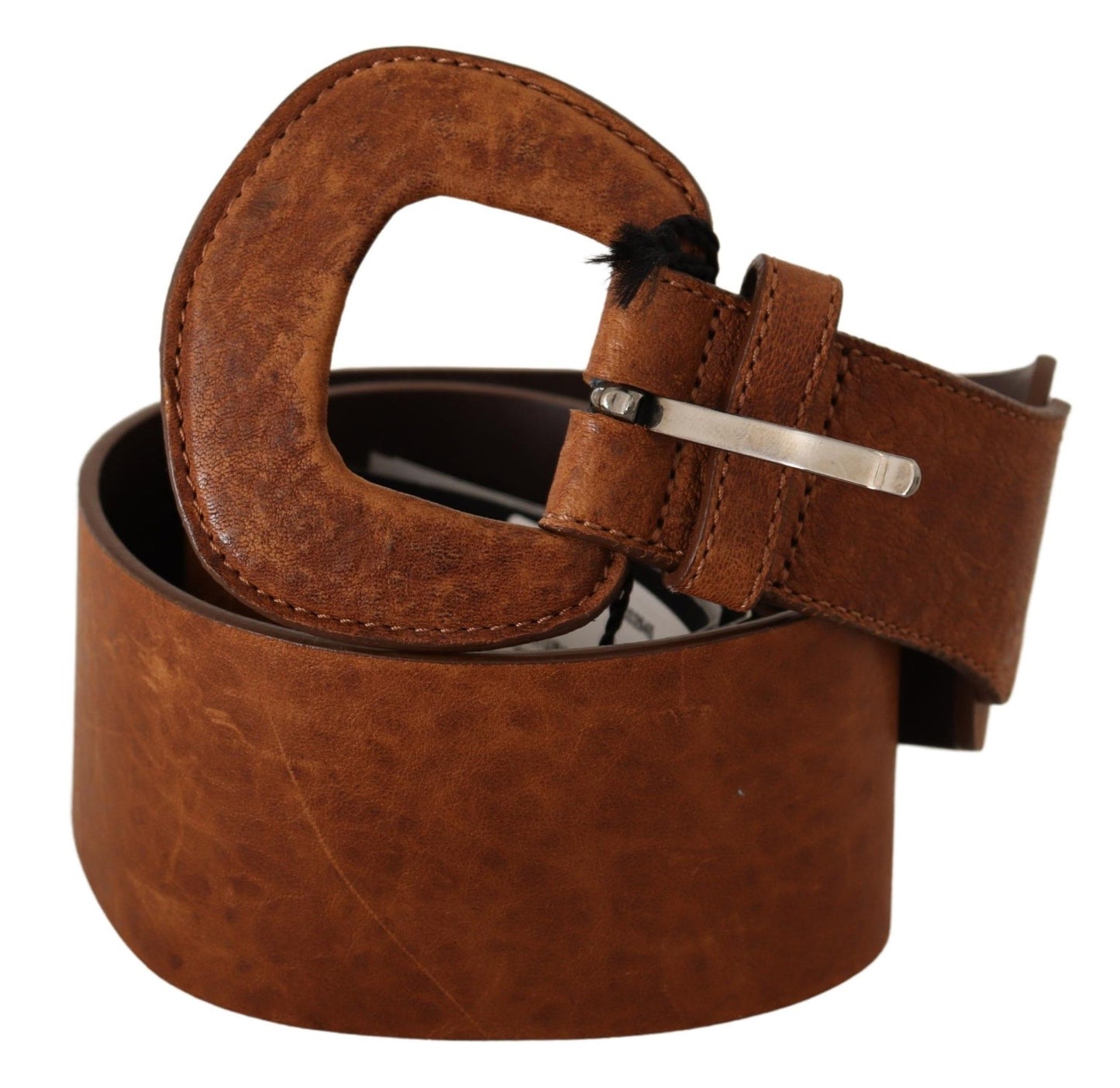 Costume National Brown Leather Fashion Waist Buckle Belt $280.00 Costume National Luzworld