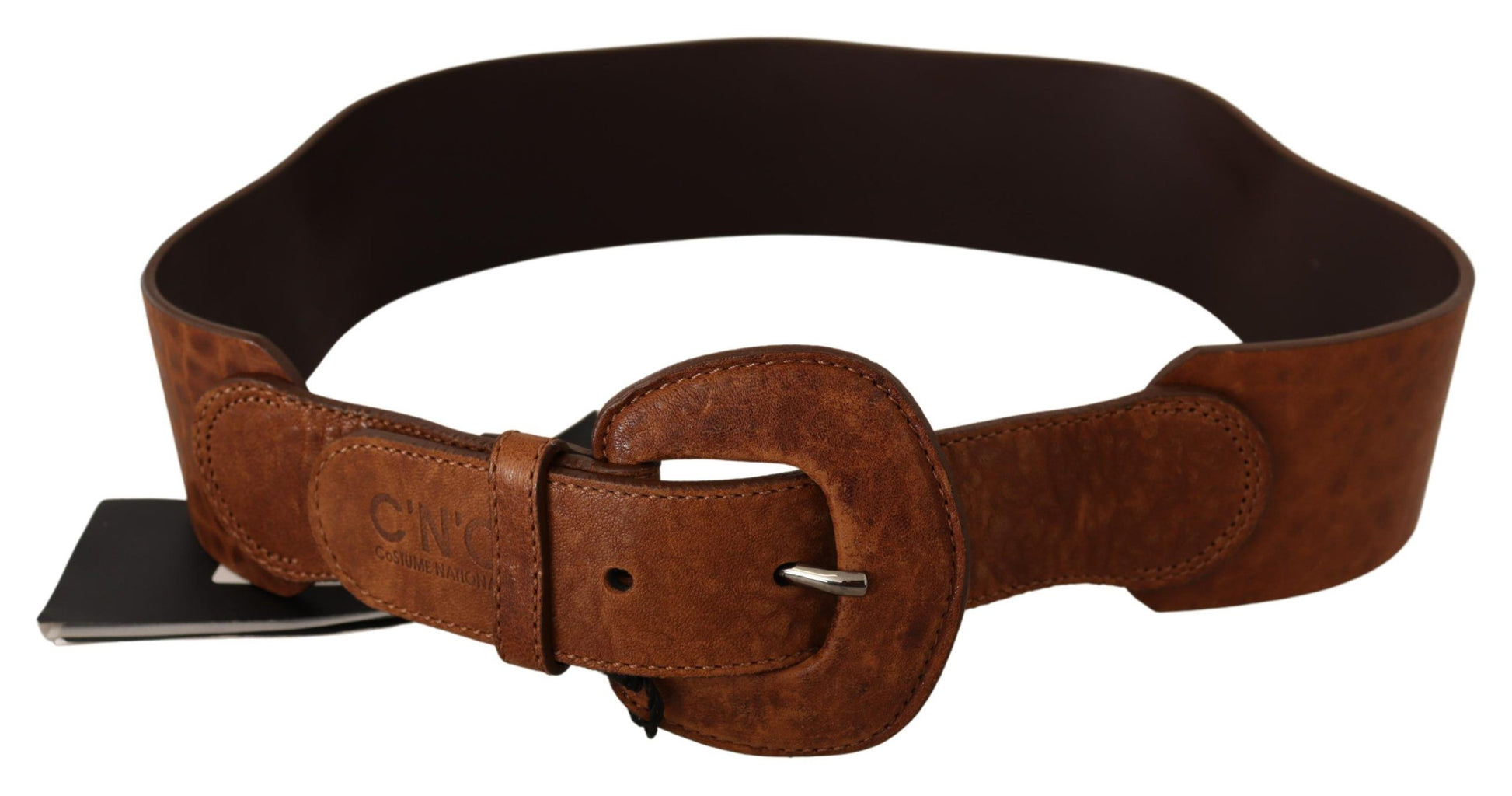 Costume National Brown Leather Fashion Waist Buckle Belt $280.00 Costume National Luzworld