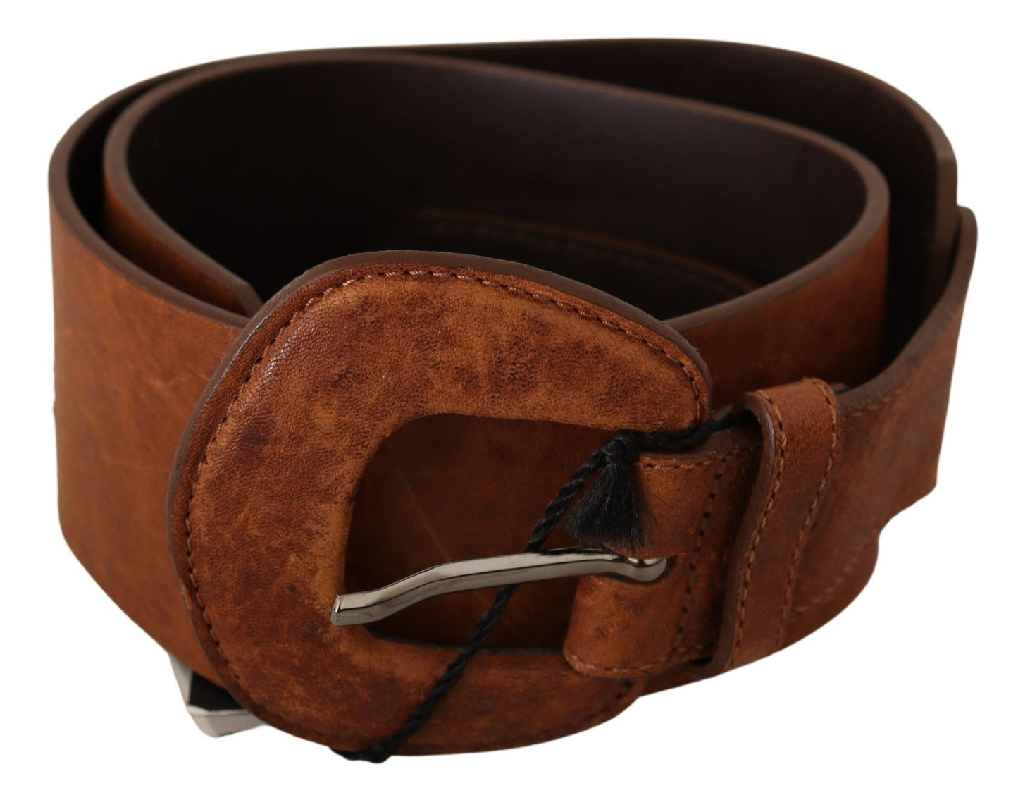 Costume National Brown Leather Fashion Waist Buckle Belt $280.00 Costume National Luzworld