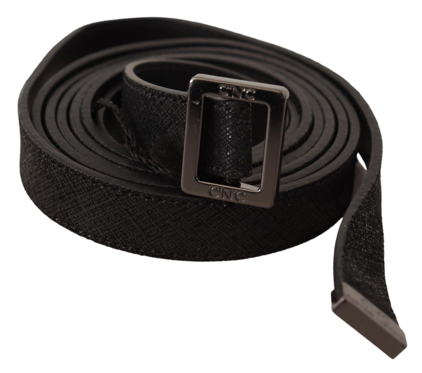 Costume National Black Leather Metal Buckle Waist Belt $182.00 Costume National Luzworld
