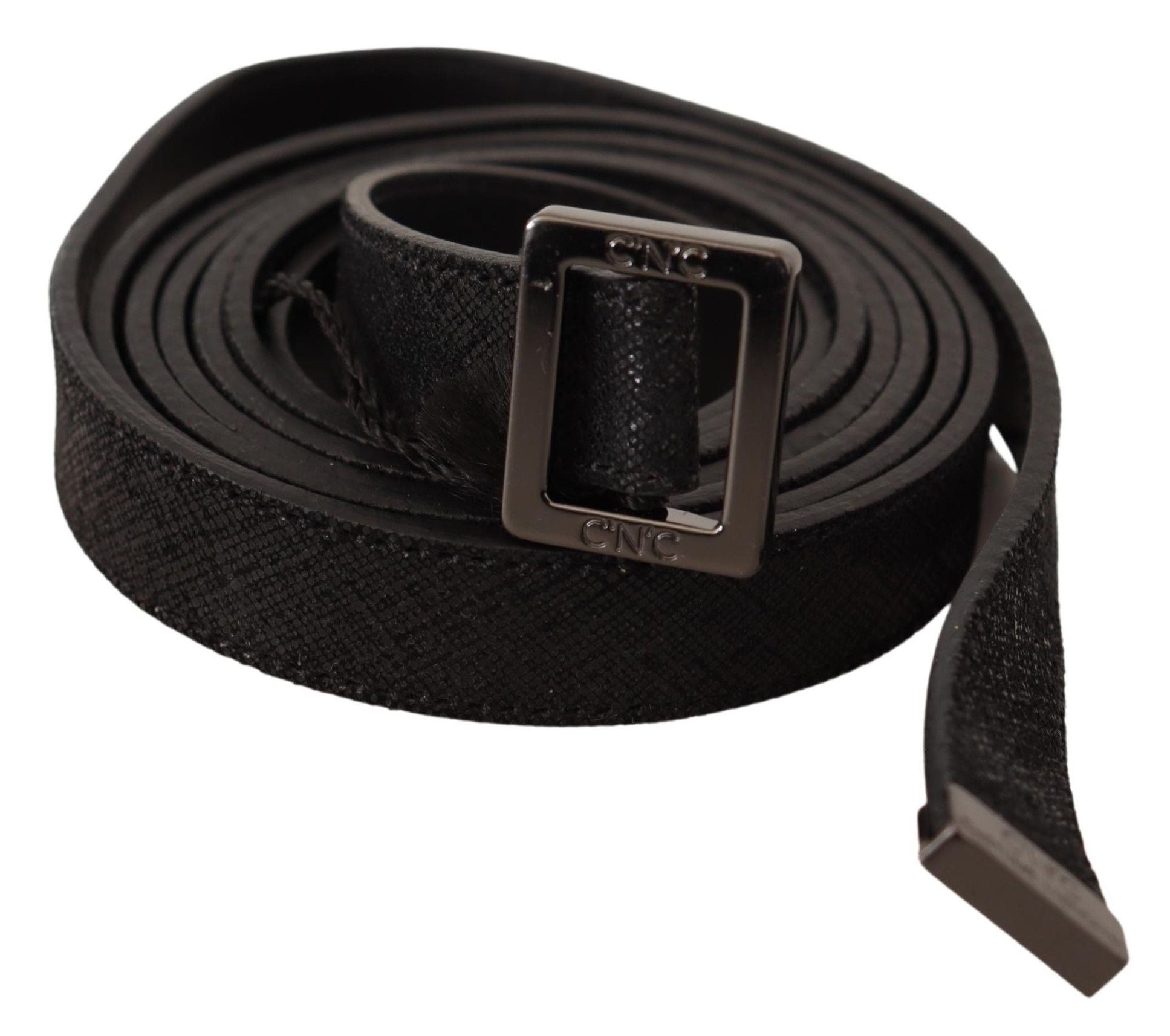 Costume National Black Leather Metal Buckle Waist Belt $182.00 Costume National Luzworld
