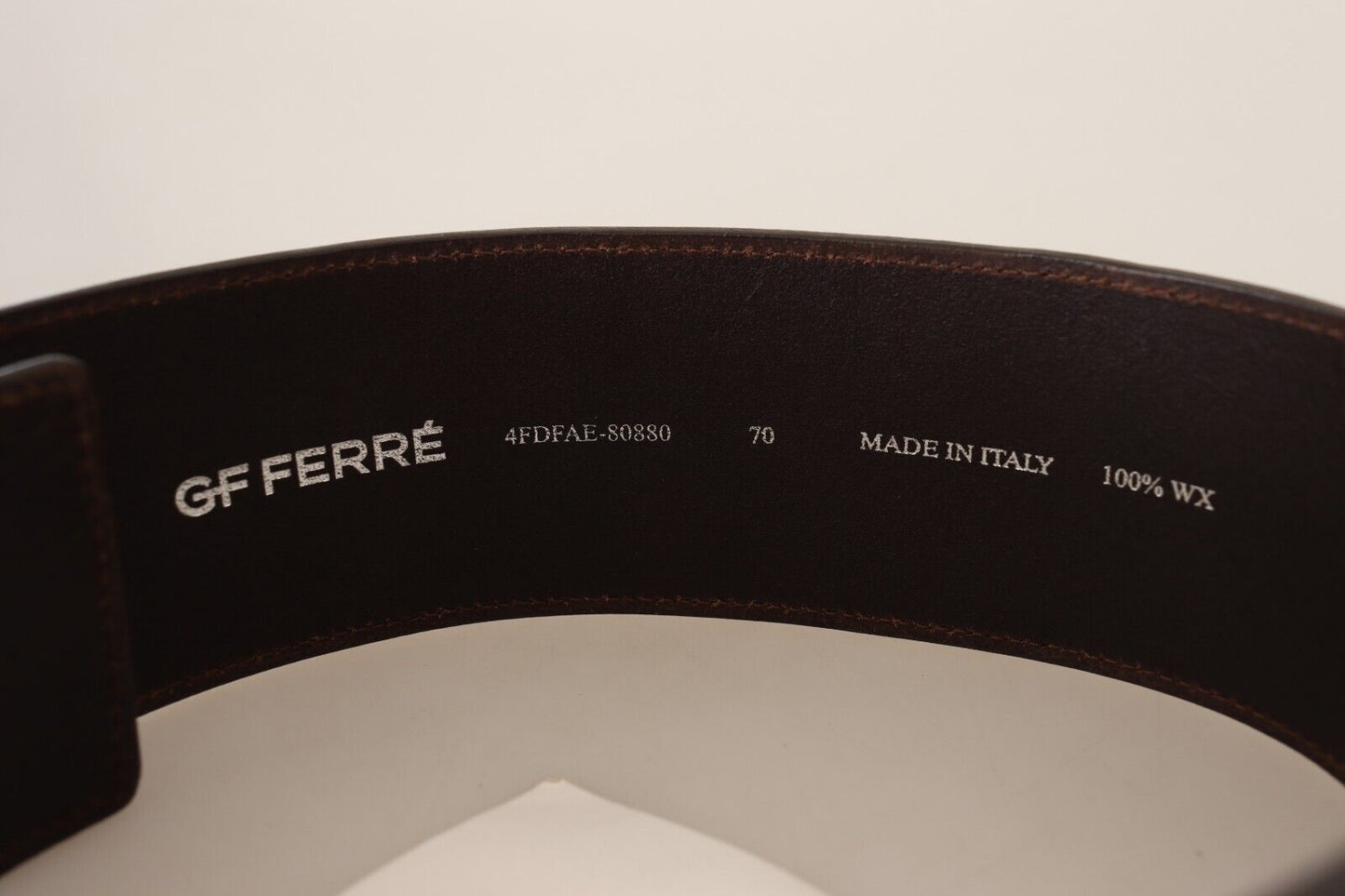 GF Ferre Brown Genuine Leather Wide Logo Buckle Waist Belt $619.00 GF Ferre Luzworld