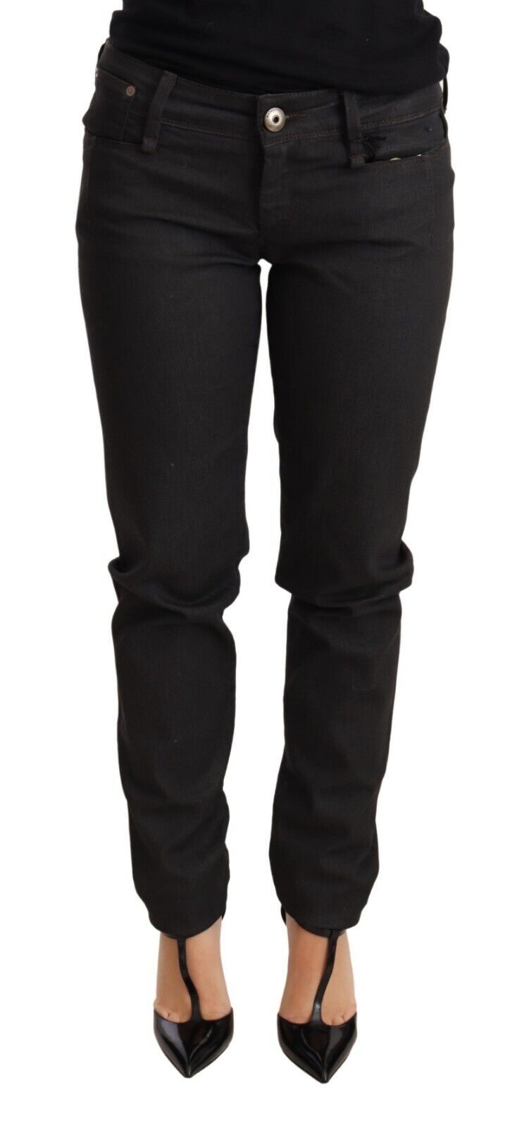 Ermanno Scervino Black Low Waist Skinny Slim Trouser Cotton Jeans $1066.00 Ermanno Scervino Luzworld