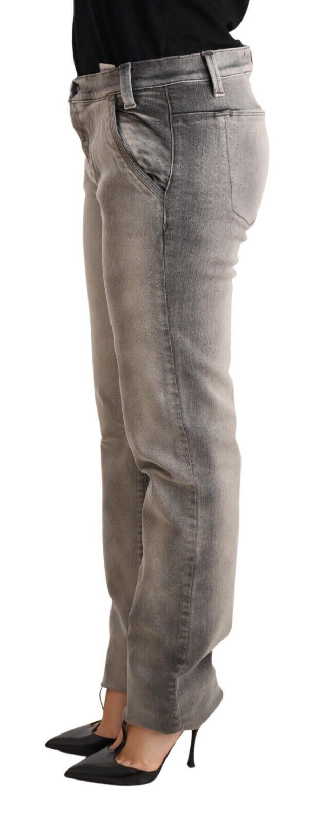 Ermanno Scervino Gray Washed Low Waist Skinny Trouser Cotton Jeans $1066.00 Ermanno Scervino Luzworld