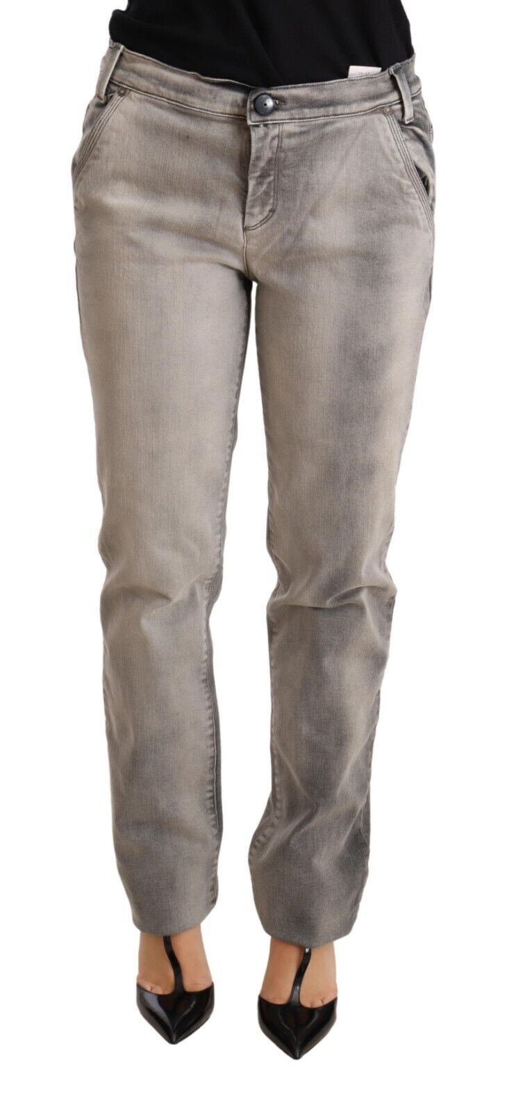 Ermanno Scervino Gray Washed Low Waist Skinny Trouser Cotton Jeans $1066.00 Ermanno Scervino Luzworld