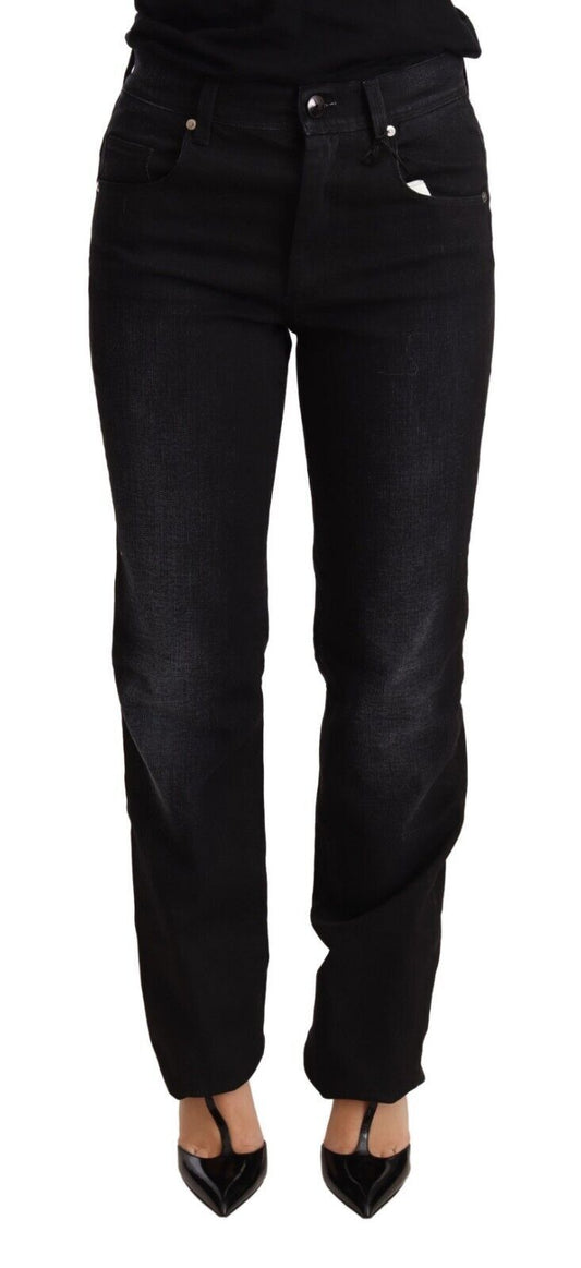 Ermanno Scervino Black Washed Straight Denim Trouser Cotton Jeans $1066.00 Ermanno Scervino Luzworld