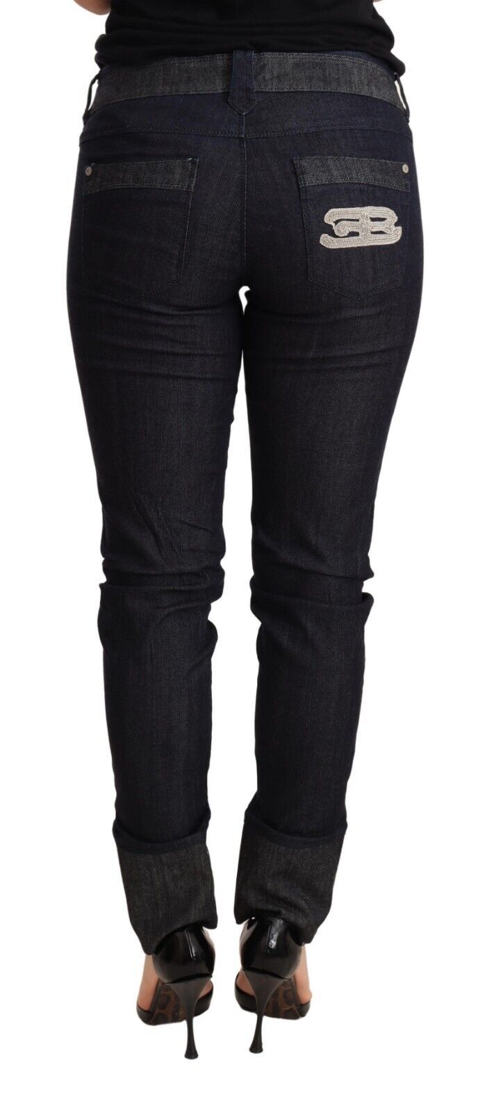 Ermanno Scervino Blue Skinny Folded Hem Denim Trouser Cotton Jeans $1066.00 Ermanno Scervino Luzworld
