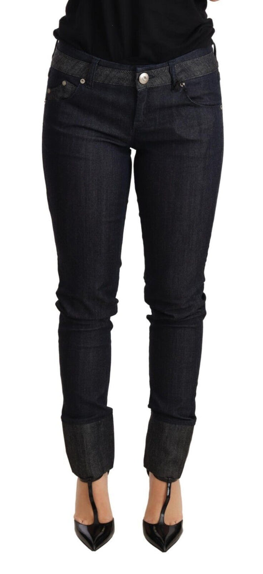 Ermanno Scervino Blue Skinny Folded Hem Denim Trouser Cotton Jeans $1066.00 Ermanno Scervino Luzworld