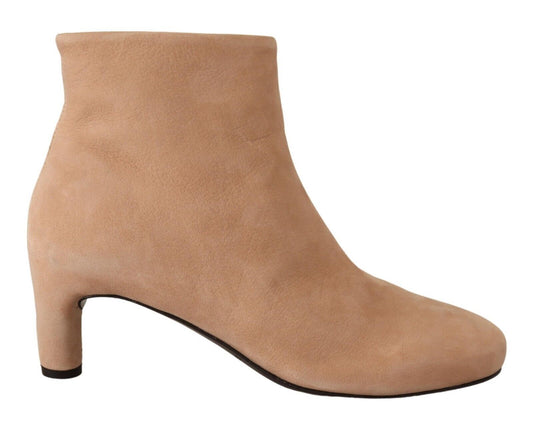 DEL CARLO Beige Suede Leather Mid Heels Pumps Boots Shoes $935.00 DEL CARLO Luzworld
