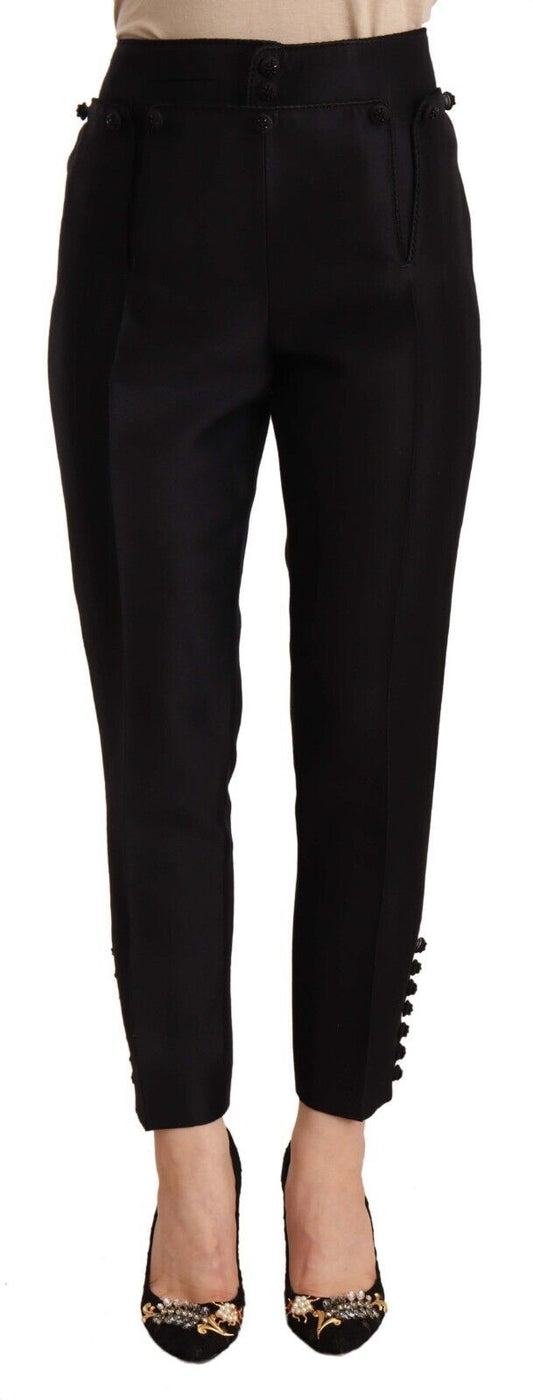 Dsquared² Black Button Embellished Cropped High Waist Pants $3187.00 Dsquared² Luzworld