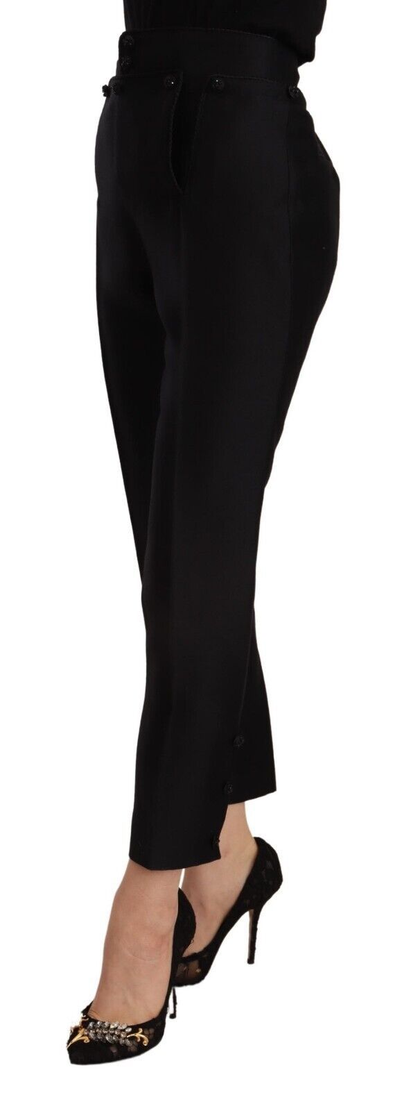 Dsquared² Black Wool High Waist Skinny Women Pants $3150.00 Dsquared² Luzworld