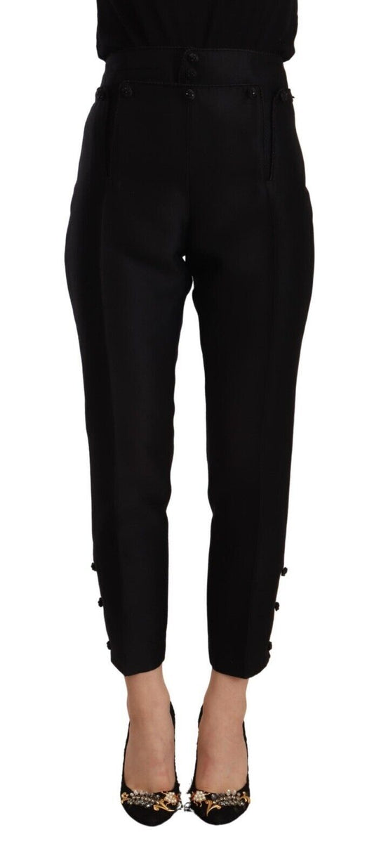 Dsquared² Black Wool High Waist Skinny Women Pants $3150.00 Dsquared² Luzworld