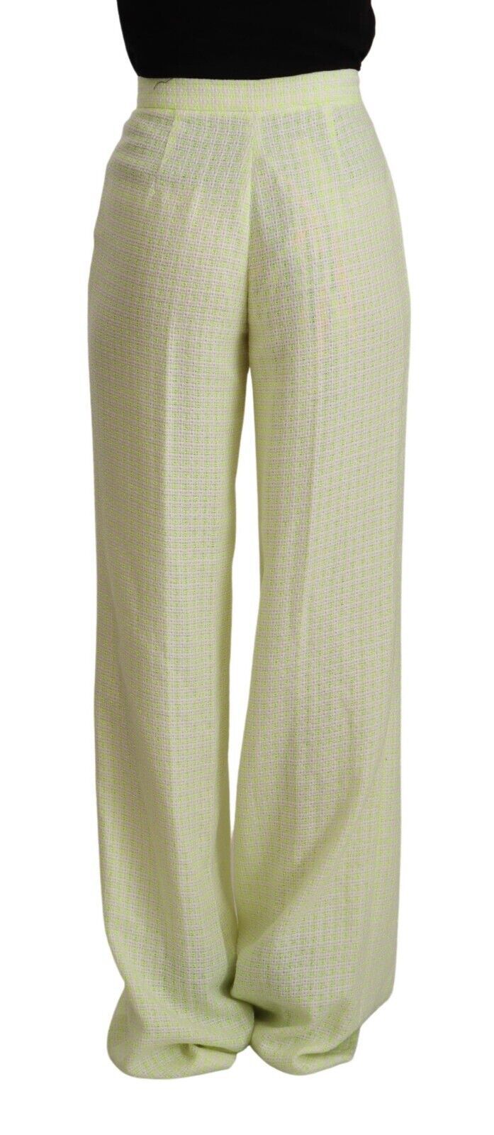 MSGM Yellow Green Cotton High Waist Straight Long Pants $869.00 MSGM Luzworld