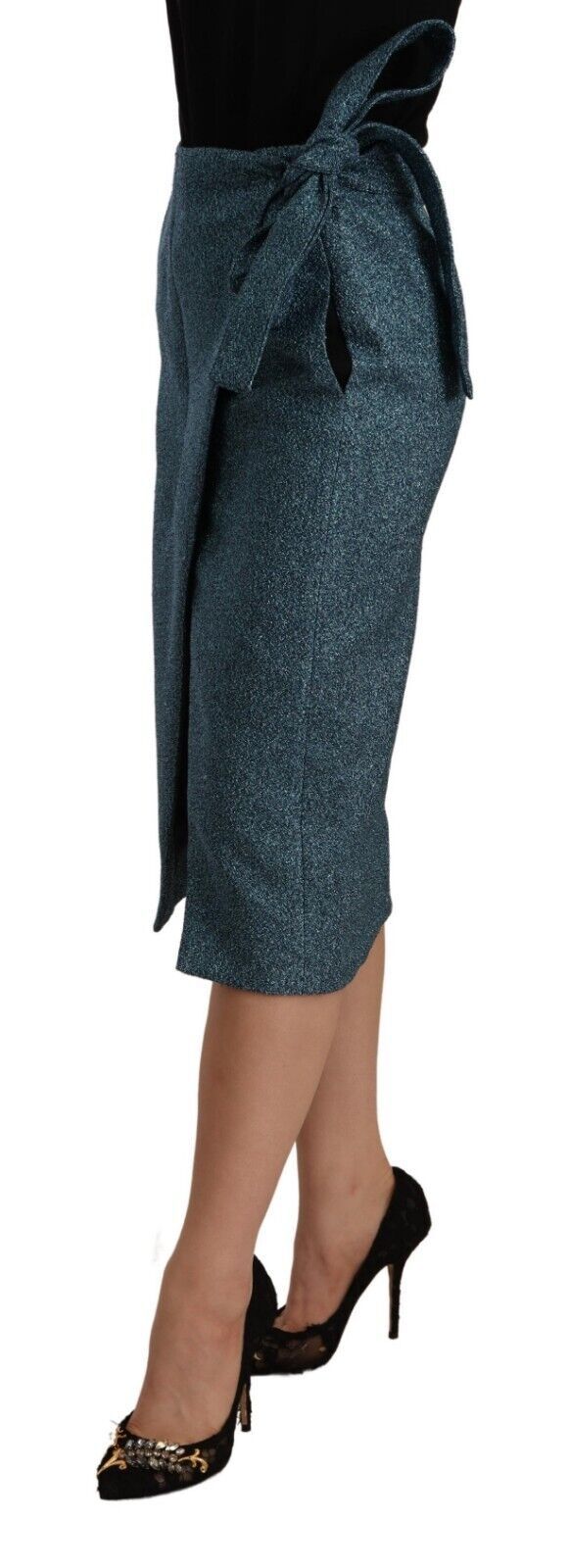 Koonhor Blue High Waist Pencil Straight Wrap Style Skirt $280.00 Koonhor Luzworld