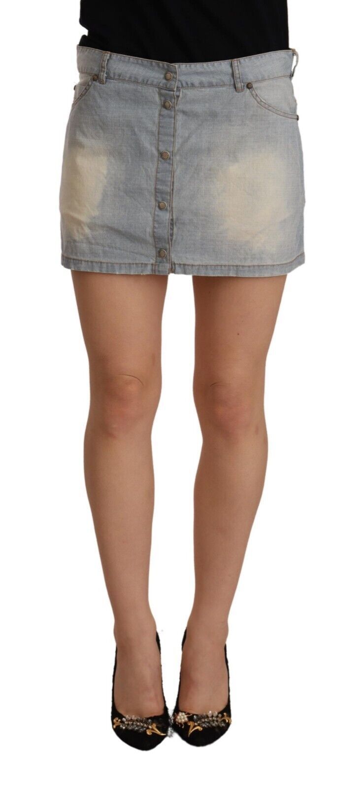 Ermanno Scervino Light Blue Mid Waist Denim Mini Cotton Skirt $547.00 Ermanno Scervino Luzworld