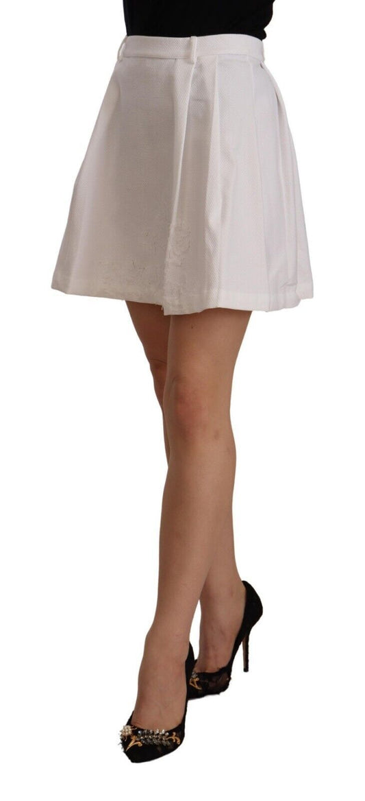Ermanno Scervino White High Waist A-line Mini Cotton Skirt $737.00 Ermanno Scervino Luzworld