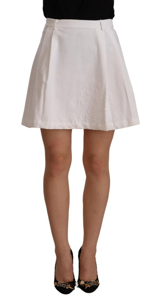 Ermanno Scervino White High Waist A-line Mini Cotton Skirt $737.00 Ermanno Scervino Luzworld