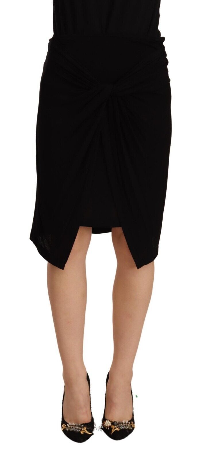 PLEIN SUD Black High Waist Pencil Knee Length Viscose Skirt $878.00 PLEIN SUD Luzworld