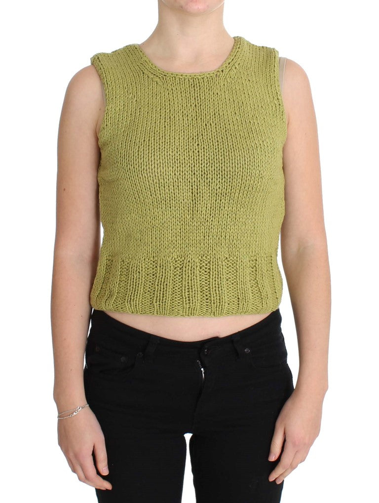 PINK MEMORIES Green Cotton Blend Knitted Sleeveless Sweater $216.00 PINK MEMORIES Luzworld