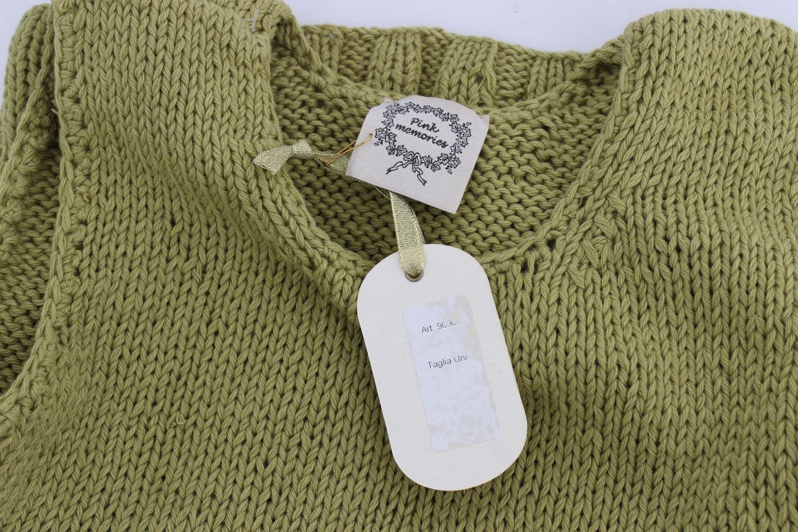 PINK MEMORIES Green Cotton Blend Knitted Sleeveless Sweater $216.00 PINK MEMORIES Luzworld