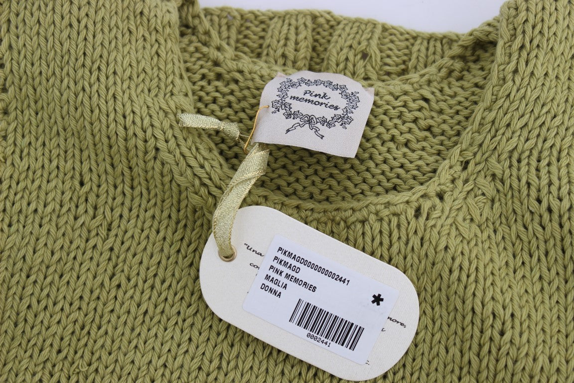 PINK MEMORIES Green Cotton Blend Knitted Sleeveless Sweater $216.00 PINK MEMORIES Luzworld