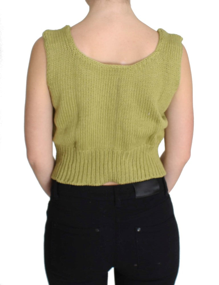 PINK MEMORIES Green Cotton Blend Knitted Sleeveless Sweater $216.00 PINK MEMORIES Luzworld