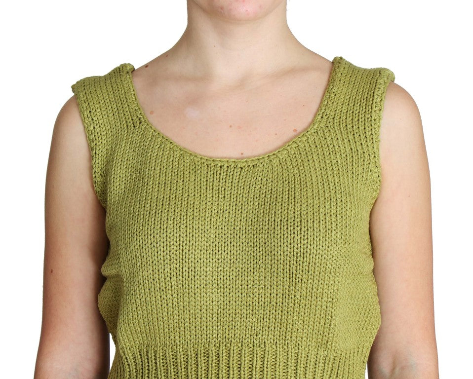 PINK MEMORIES Green Cotton Blend Knitted Sleeveless Sweater $216.00 PINK MEMORIES Luzworld
