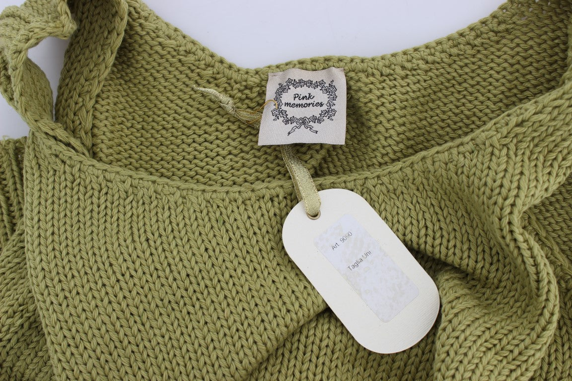 PINK MEMORIES Green Cotton Blend Knitted Sleeveless Sweater $216.00 PINK MEMORIES Luzworld